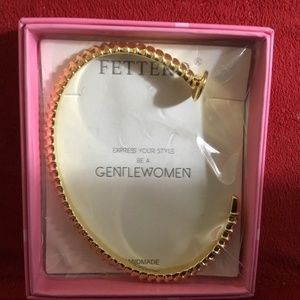 NIB Fettero Gold Cuff Nail Bracelet for Women with letter “L”